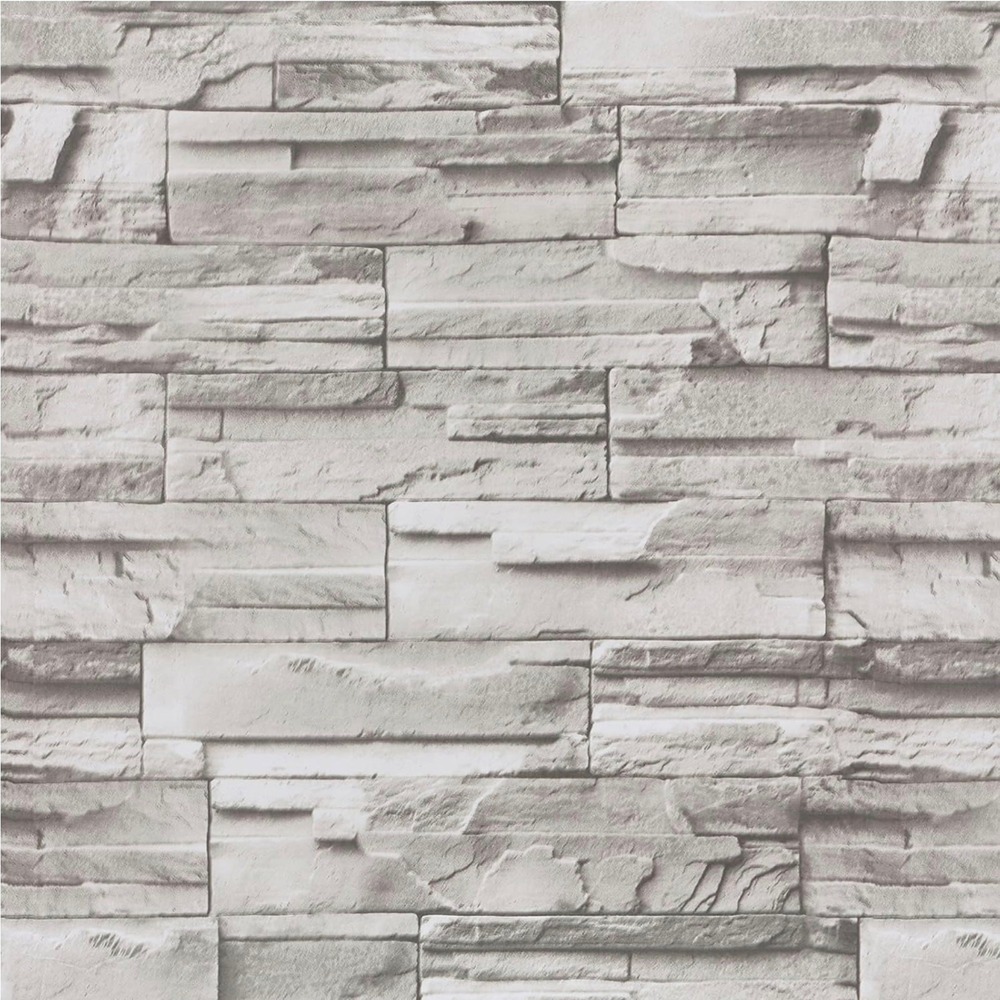 Hopepak 17.7" x 118" Faux Brick Peel and Stick Wallpaper Gray Beige Vinyl S20